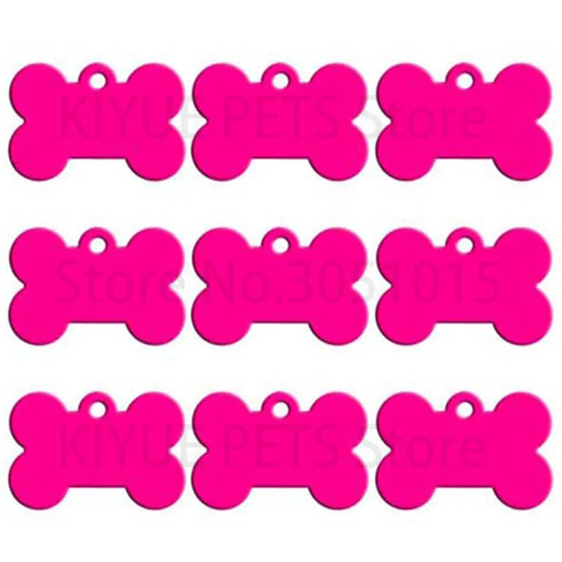 Wholesale 100Pcs Bone Dog ID Tag Engraving Pet Dog ID Tags Collars Bone Name Number Tags Customized Anodizing aluminum Puppy Tag
