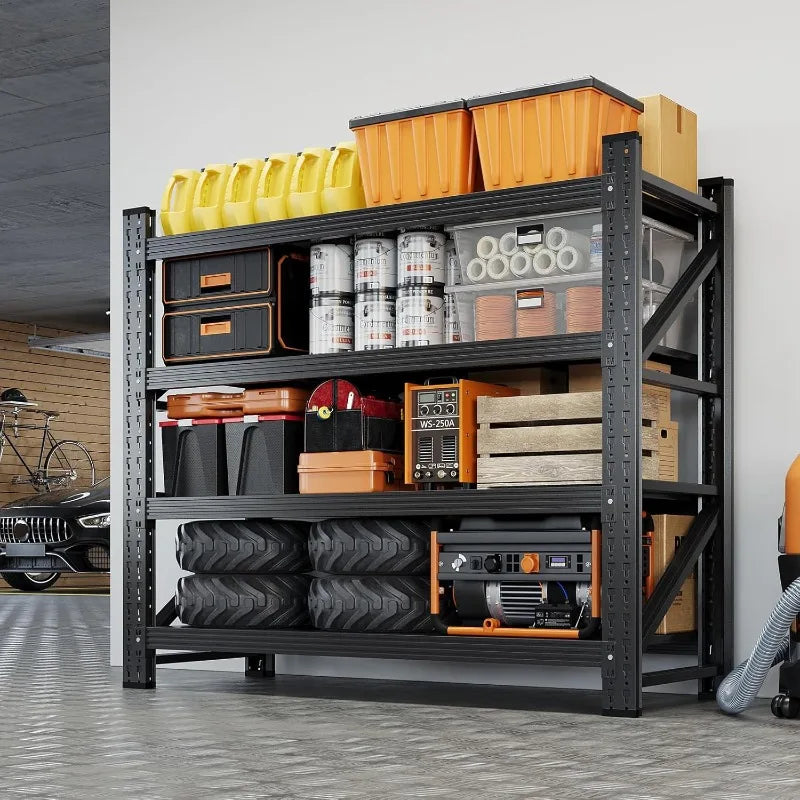 48" W Metal Garage Storage Shelves,Heavy Duty Adjustable Steel Organization Shelving,Utility Rack Shelf,48" W x 24" D x 69" H