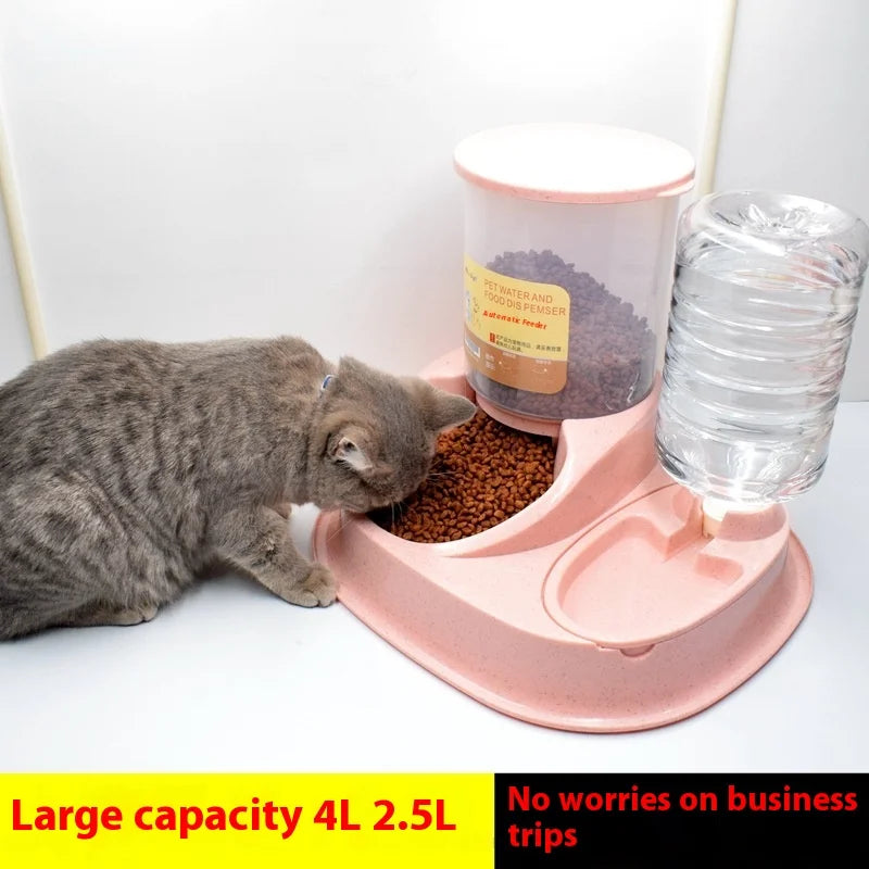 Pet Cat Automatic Feeder Drinking Water Large Capacity Water Dispenser Dry Wet Separation Food Container Pet Supplies