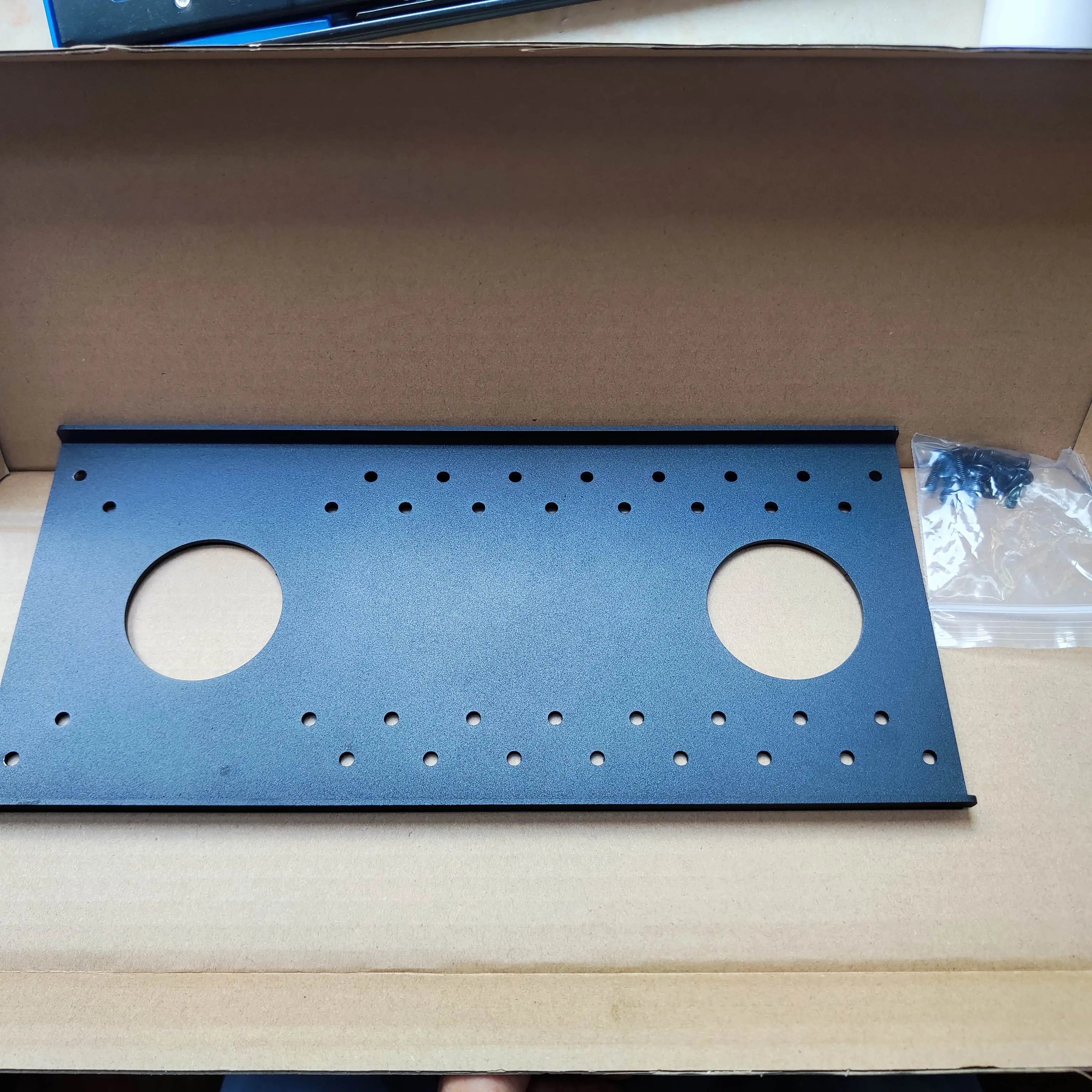 Adjust screen Up and Down or Left Right with monitor support by a borad through VESA holes height lower setting