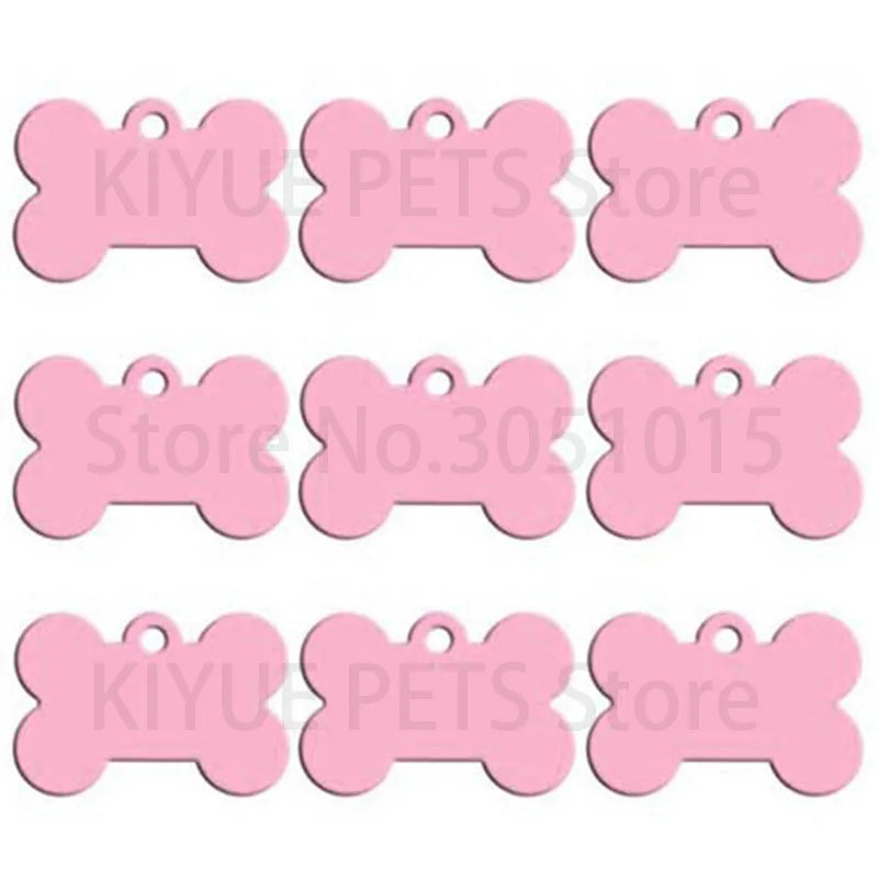 Wholesale 100Pcs Bone Dog ID Tag Engraving Pet Dog ID Tags Collars Bone Name Number Tags Customized Anodizing aluminum Puppy Tag