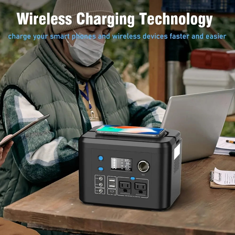 Portable Power Station 350W,  260Wh/70,000mAh Backup Lithium Battery, 110V Pure Sine Wave Power Bank with 2 AC Outlets