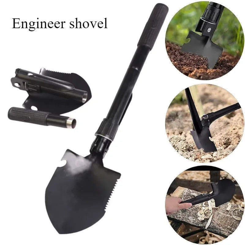 Multi-Function Foldable Camping Shovel Telescopic Survival Gear for Hiking Gardening Snow Removal and Outdoor Adventure