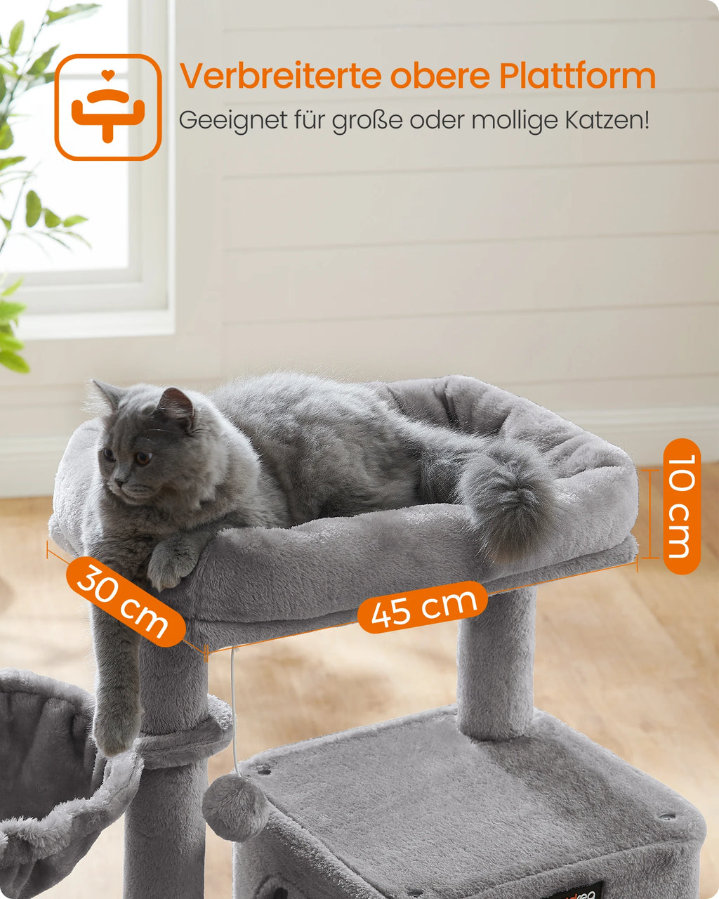 FEANDREA scratching post with large observation deck, scratching board by SONGMICS