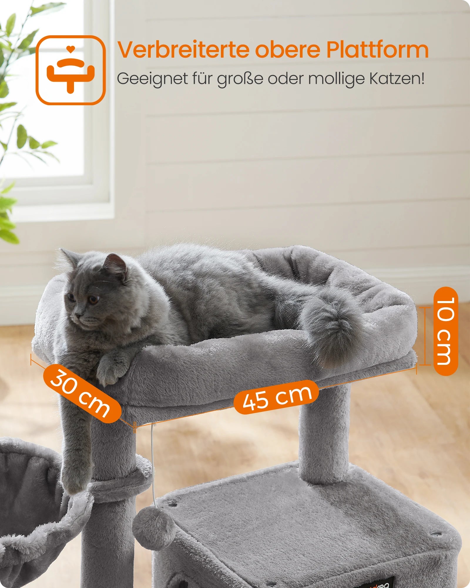 FEANDREA scratching post with large observation deck, scratching board by SONGMICS