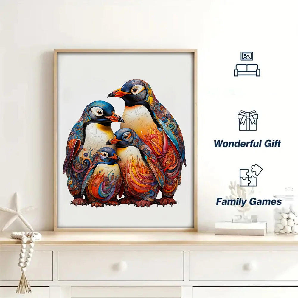 Penguin Wood Puzzle Home Decoration Painting Atress Eelief Roy Holiday Gift