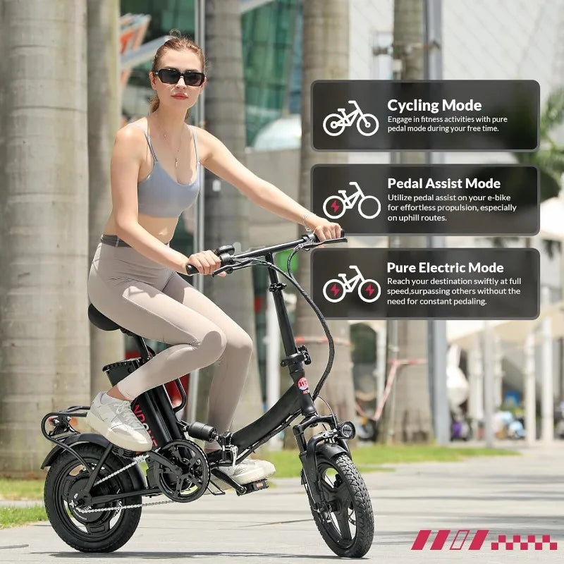 S14/S16 Electric Bike For Adults, Max 19/22 MPH Speed & 28/50 Miles Range (PAS), 500W/750W Peak Motor, Foldable