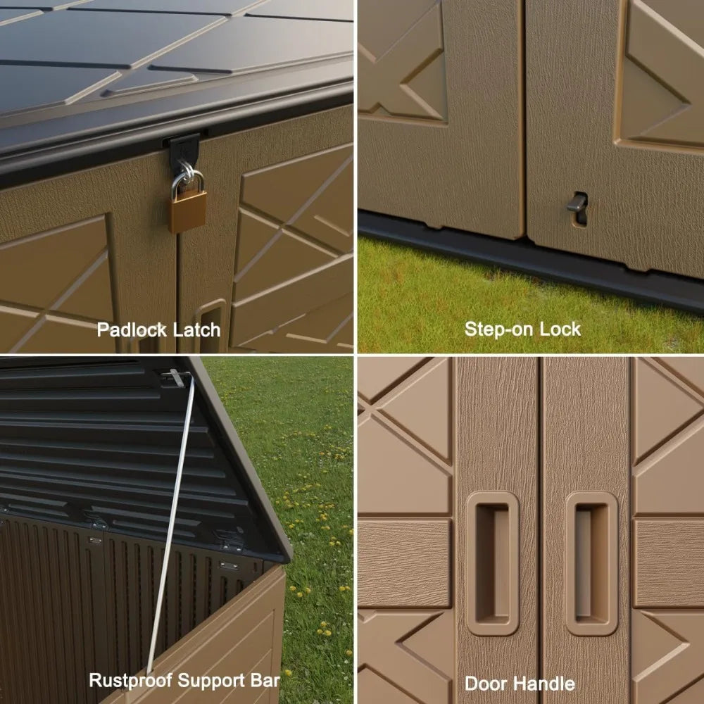 Larger Outdoor Storage Shed Weather Resistance, Resin Sheds & Outdoor Storage for Garden, Patios, Backyards, 48 Cu.Ft Tool Shed