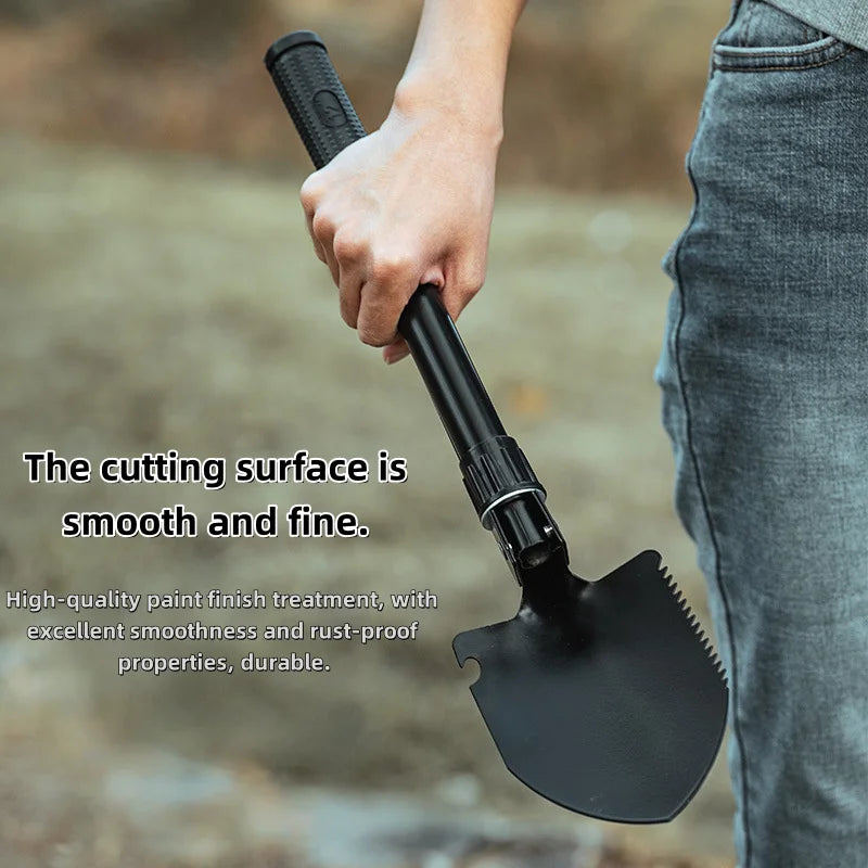 Multi-Function Foldable Camping Shovel Telescopic Survival Gear for Hiking Gardening Snow Removal and Outdoor Adventure