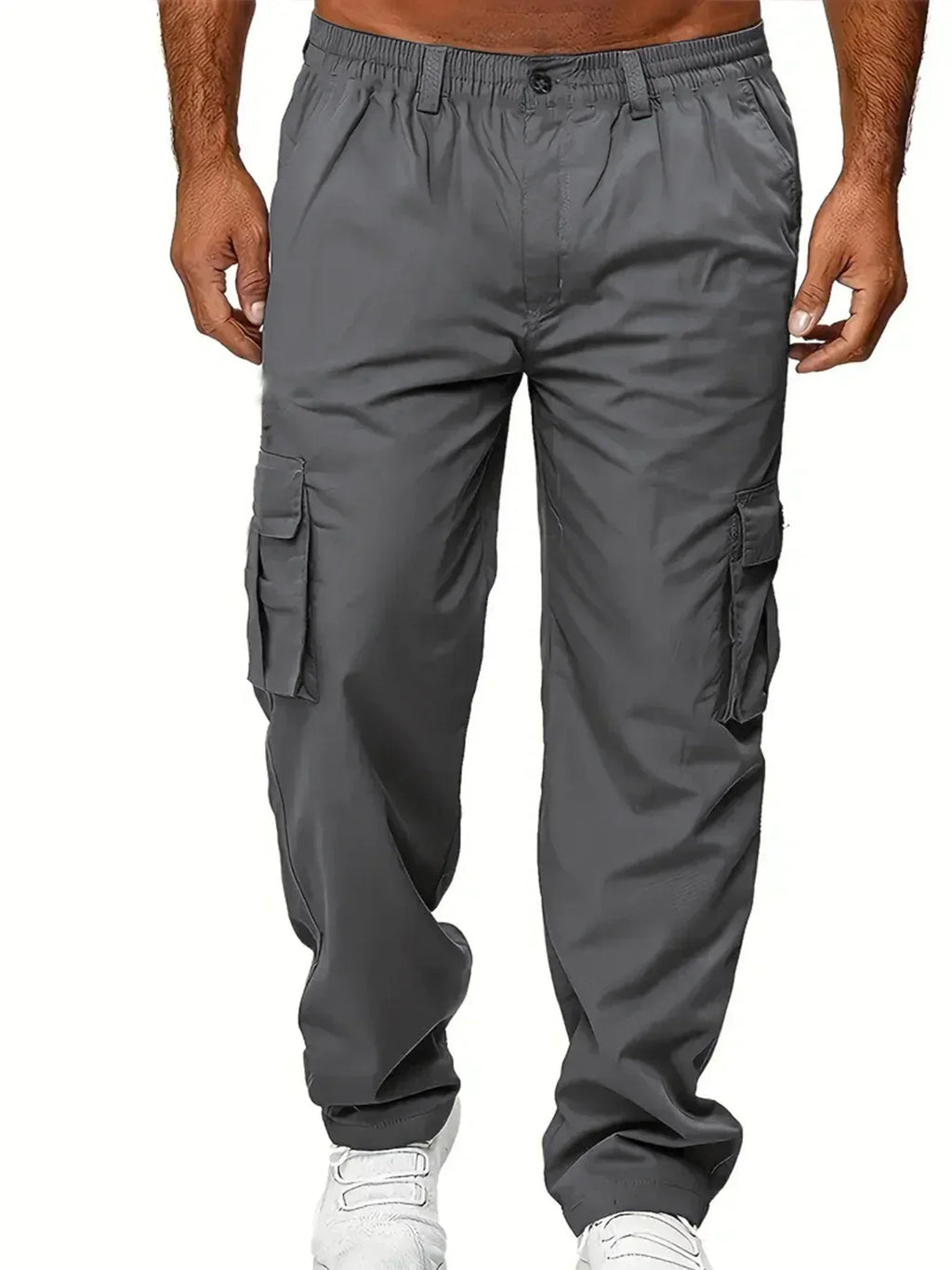 Men's Cargo Trousers Casual Multi-pocket Loose Straight Trousers Stretch-waist Spring Autumn Street Outdoor Sports Fitness Pants