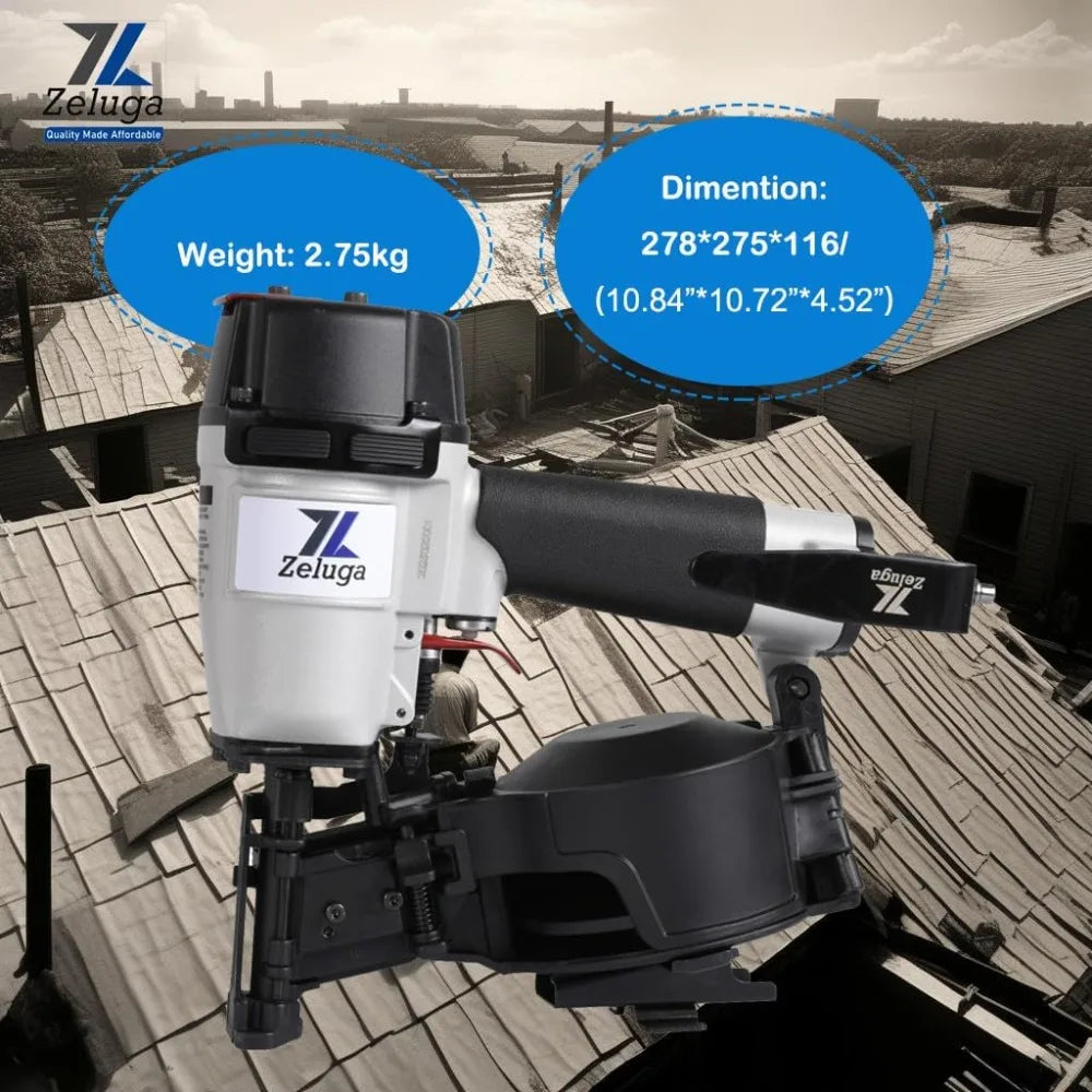 28-145 Pneumatic 15 Degree Coil Roofing Nailer with 120 PCS Load Capacity Coil Nailer Kit