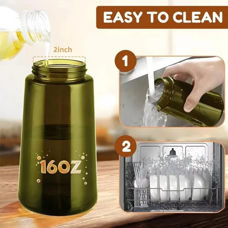 16oz/470ml 2-in-1 Brown Glass Oil Dispenser Sprayer Leakproof Eco-Friendly Olive Oil Sprayer for Cooking Baking BBQ Grill