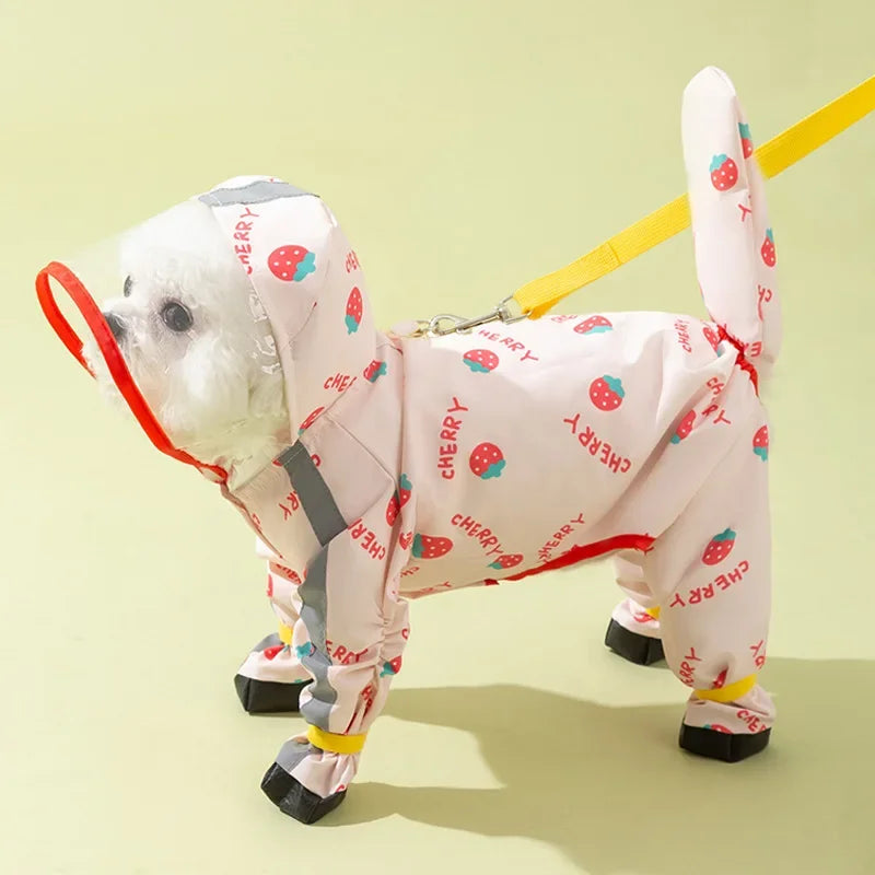 Puppy Dog with Feet Poncho All-inclusive Waterproof Bag Tail Four-legged Pet Clothes Dog Raincoat