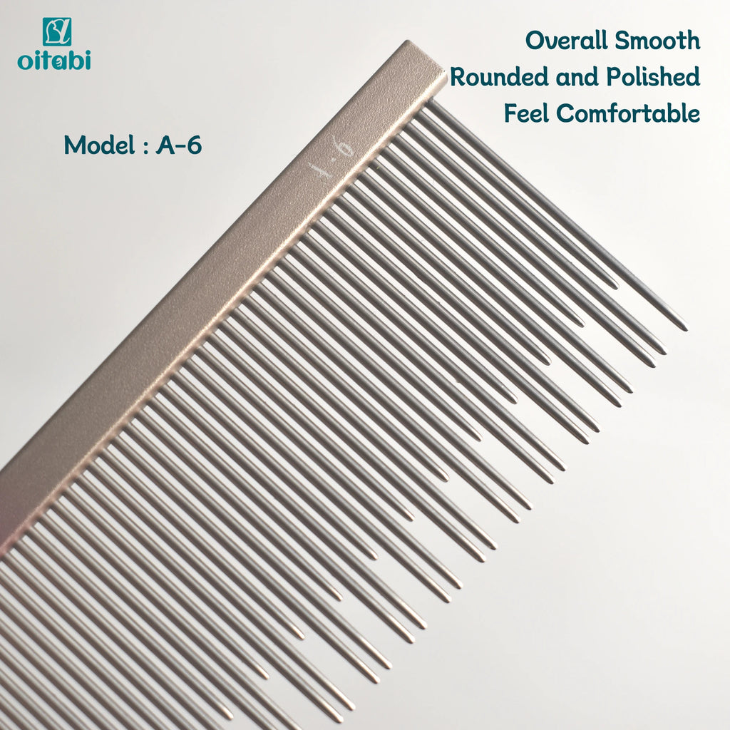 Oitabi Professional Pet Grooming Comb with Dual-Length Teeth for Dogs & Cats Metal Detangling Grooming Tool for Long Haired Pets