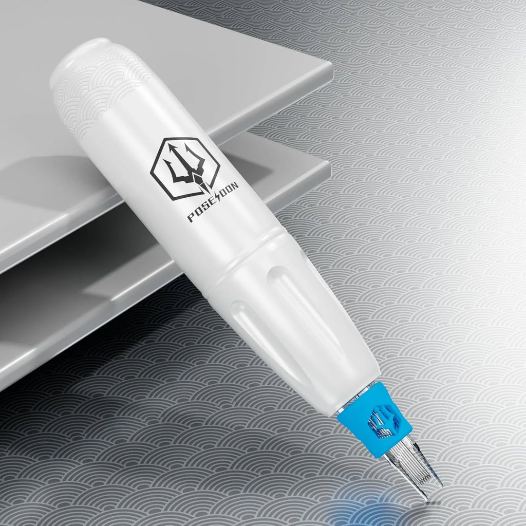 Tattoo Kit POSEIDON High Power Tattoo Pen Kit For Permanent Makeup Tattoo Machine Kit White Tattoo Power Supply Tattoo Gun Kit