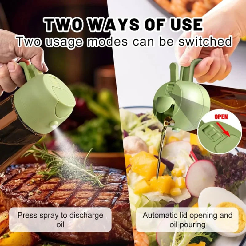 16oz/470ml 2-in-1 Brown Glass Oil Dispenser Sprayer Leakproof Eco-Friendly Olive Oil Sprayer for Cooking Baking BBQ Grill