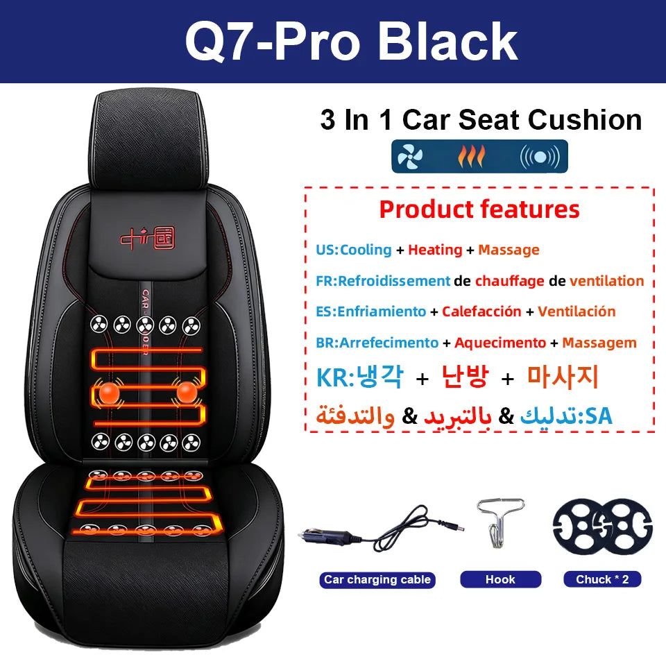 12V 3 In 1 Cooling Heating Massage Car Seat Cushion With Hidden 20 Fans Fast Blowing Ventilation Seat Cooling 3-Speed Adjustment