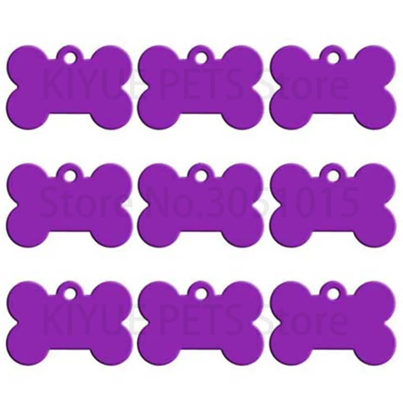 Wholesale 100Pcs Bone Dog ID Tag Engraving Pet Dog ID Tags Collars Bone Name Number Tags Customized Anodizing aluminum Puppy Tag