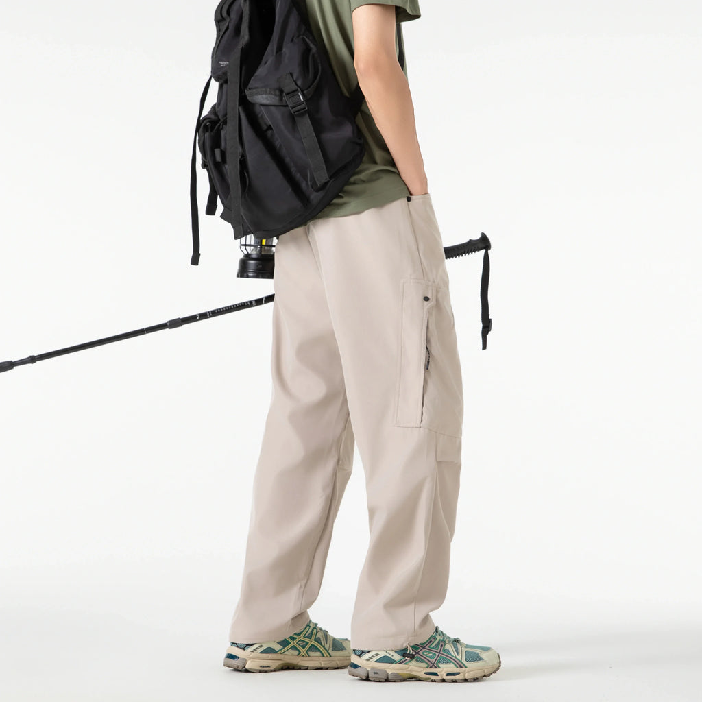 Outdoor Climbing Camping Hiking Trousers Casual Loose Cuffed Pants Men's Solid Color Long Pants Autumn Fashion Men Clothing
