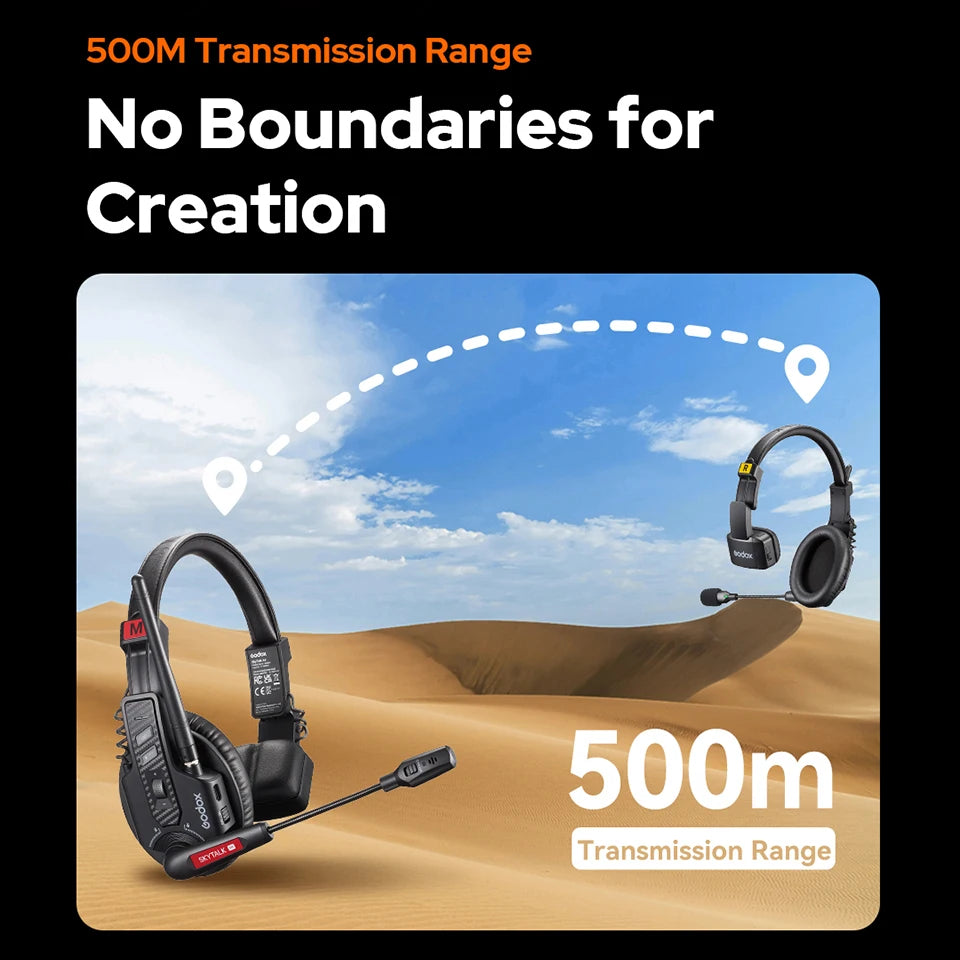 Godox SKYTALK AIR Wireless Microphone with Real Time Monitoring 2.4G Full Duplex Wireless Intercom System for Live Streaming