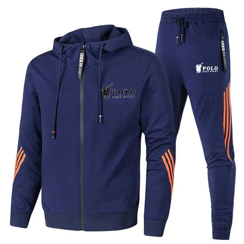 Outdoor fashion men's hooded jacket + jogging pants 2-piece set, 2025 new spring and autumn casual men's sportswear set
