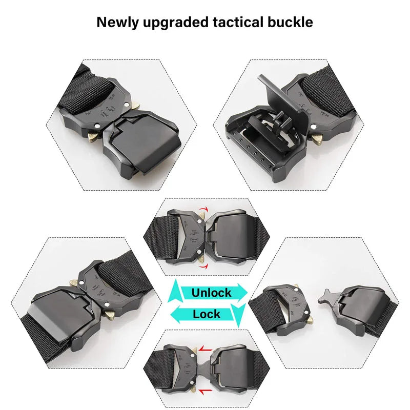 Quick Release Tactical Belt Men Black Outdoor Belt Buckle Best Men's Belt Black Casual Training Hunting Nylon Braided Belts New