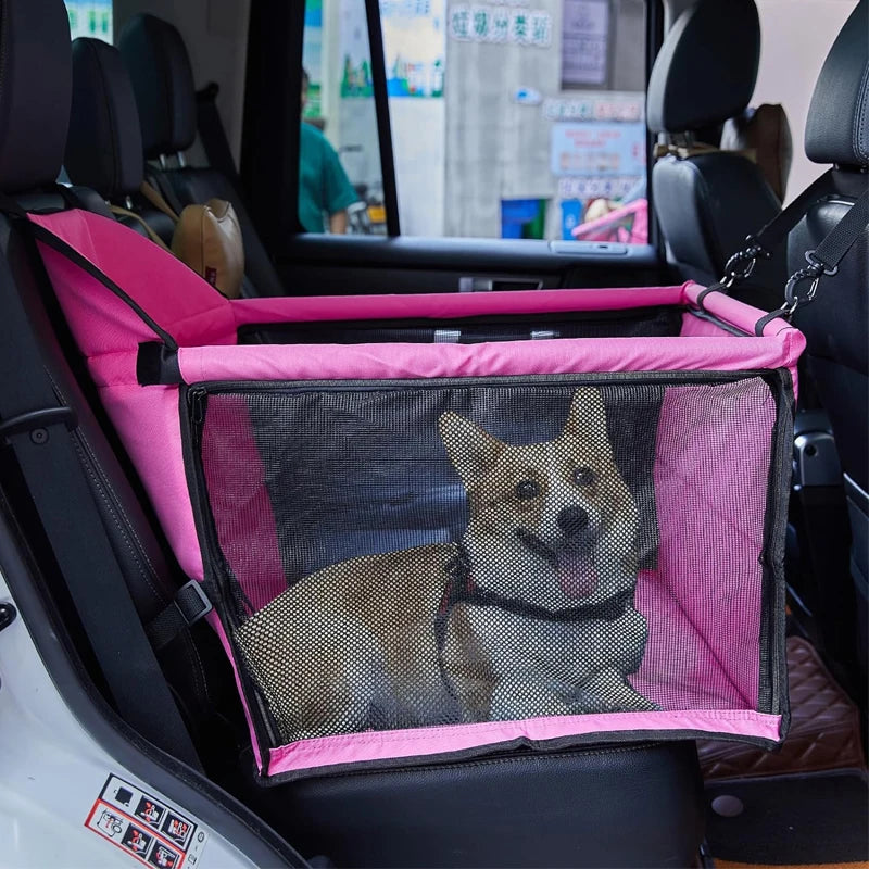 Dog Car Seat,Scratch Proof Durable Pet Booster Car Front Seat Puppy Safety Belt Stable Foldable Travel Pet Car Seat