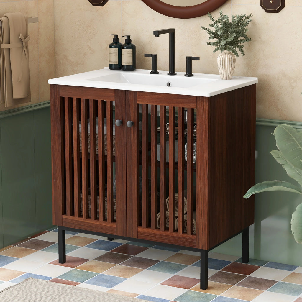 SH.KL 30 Inch  Bathroom Cabinet with 2 Soft-Close Doors, Bathroom Furniture, Vanities