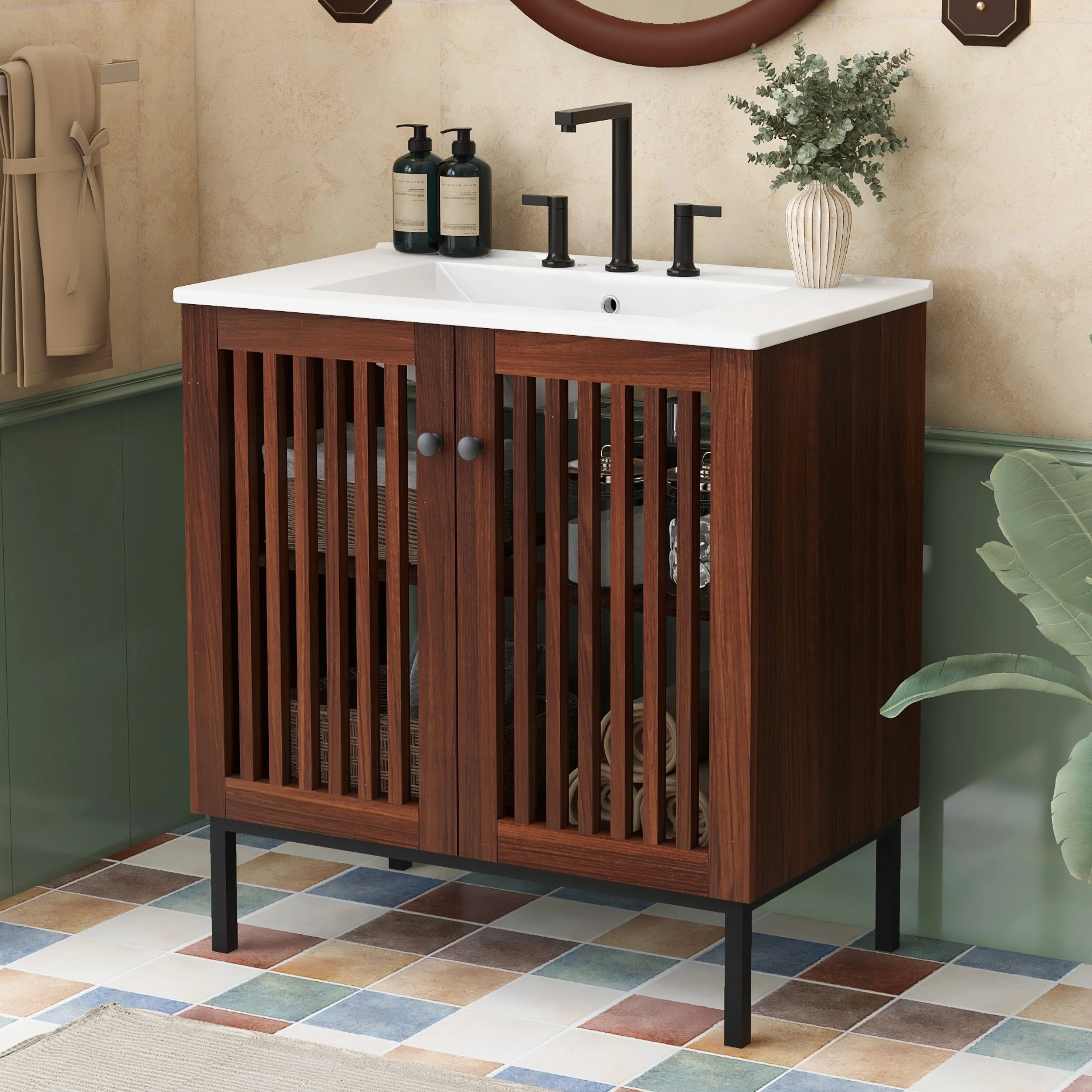SH.KL 30 Inch  Bathroom Cabinet with 2 Soft-Close Doors, Bathroom Furniture, Vanities