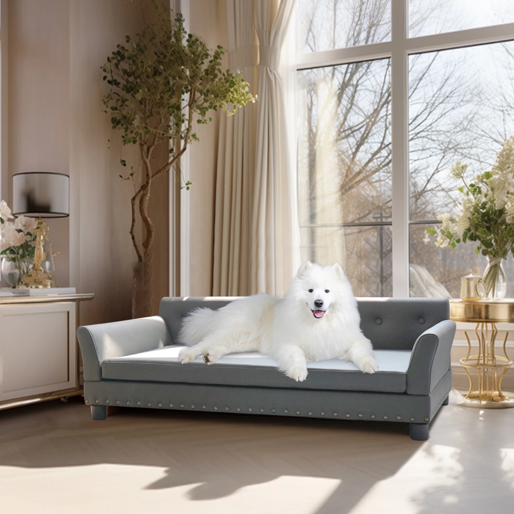 Elevated Dog Bed Sofa Mat Microfiber Leather Cover Removable Cushion