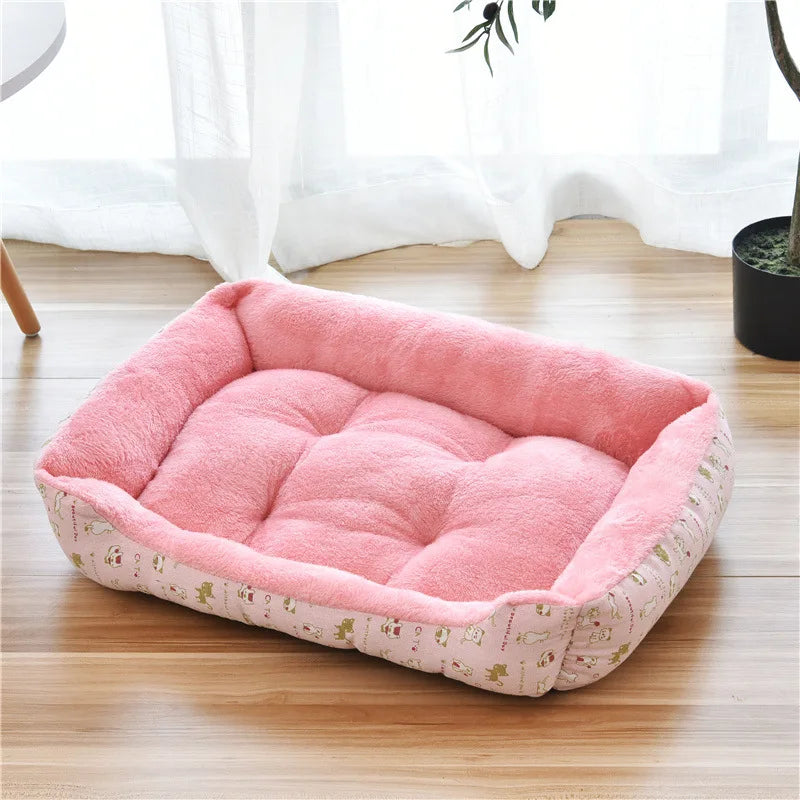 Pet Large Dog Bed Warm House Candy-colored Square Nest