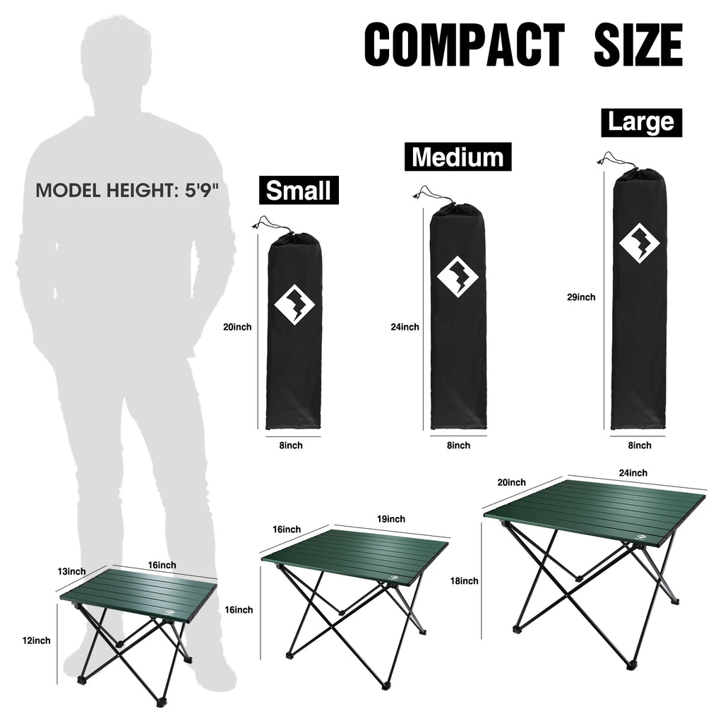 VILLEY Portable Camping Side Table, Ultralight Aluminum Folding Beach Table with Carry Bag for Outdoor Cooking, Picnic, Camp