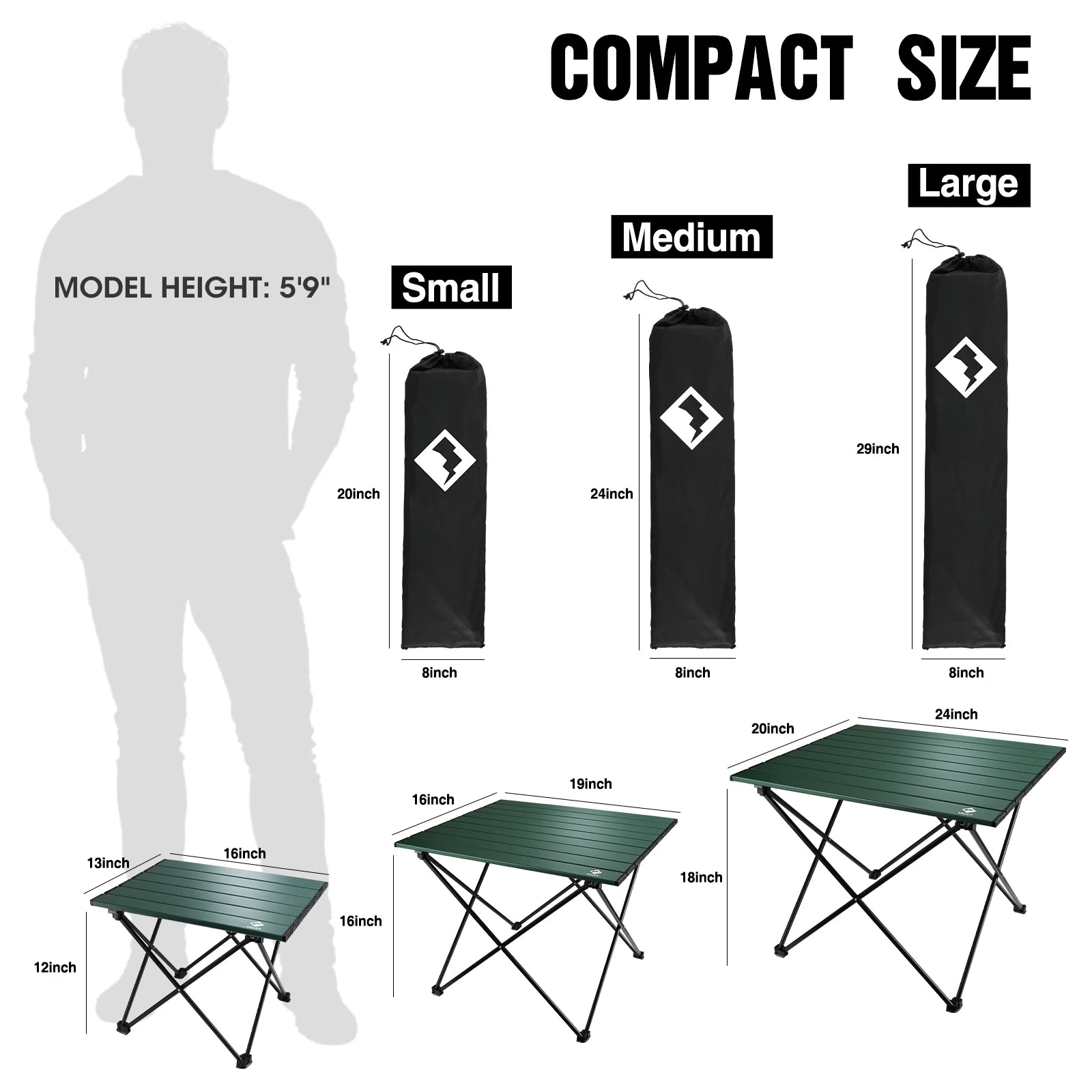 VILLEY Portable Camping Side Table, Ultralight Aluminum Folding Beach Table with Carry Bag for Outdoor Cooking, Picnic, Camp