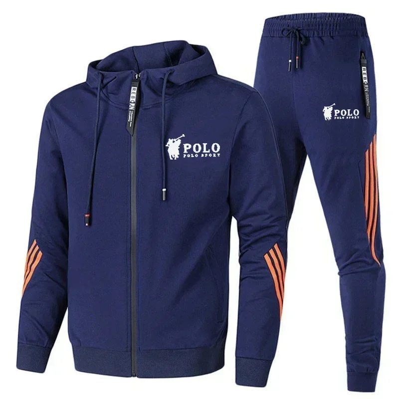 Outdoor fashion men's hooded jacket + jogging pants 2-piece set, 2025 new spring and autumn casual men's sportswear set