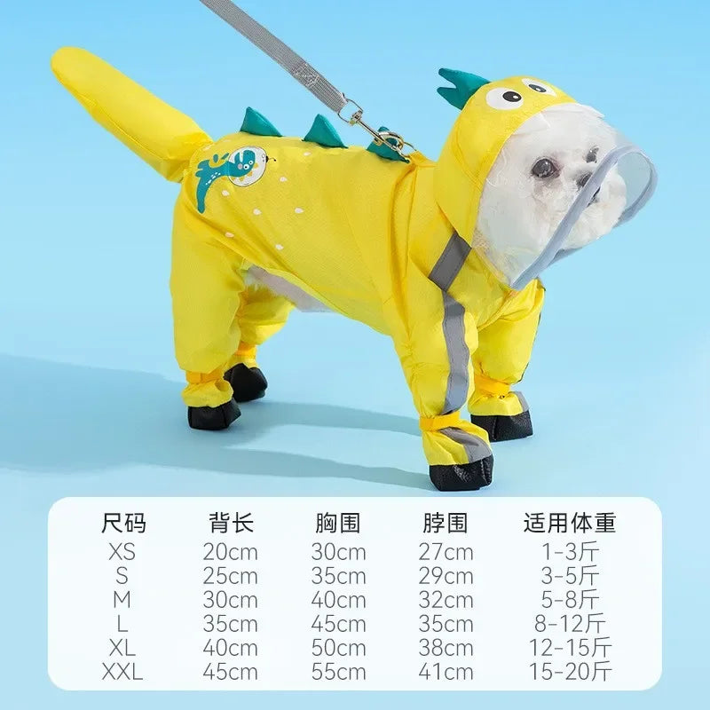 Puppy Dog with Feet Poncho All-inclusive Waterproof Bag Tail Four-legged Pet Clothes Dog Raincoat