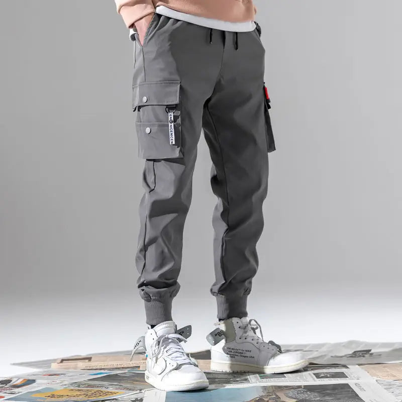 2025 New Outdoor Casual Pants Men's wear-resistant loose-fitting straight-leg multi-pocket overalls men's trousers