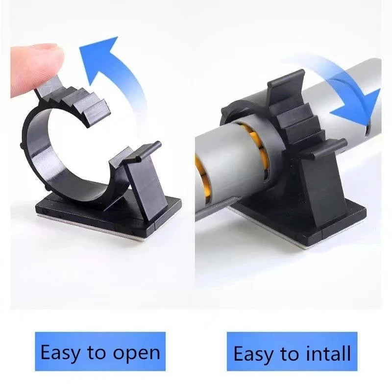 Adjustable Cable Organizer Self Adhesive Cable Clips Table Cable Management Clamp Cord Holder For Car PC TV Charging Wire Winder