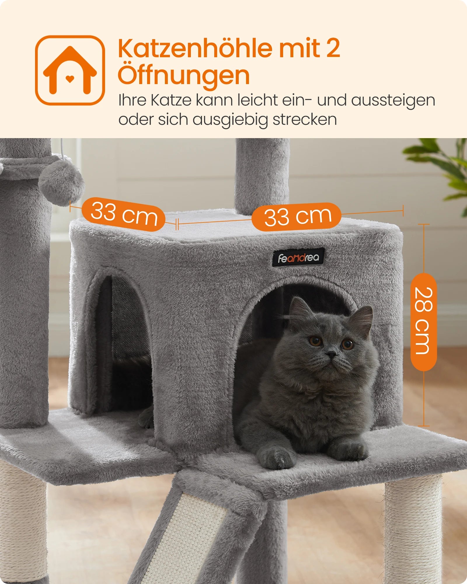 FEANDREA scratching post with large observation deck, scratching board by SONGMICS