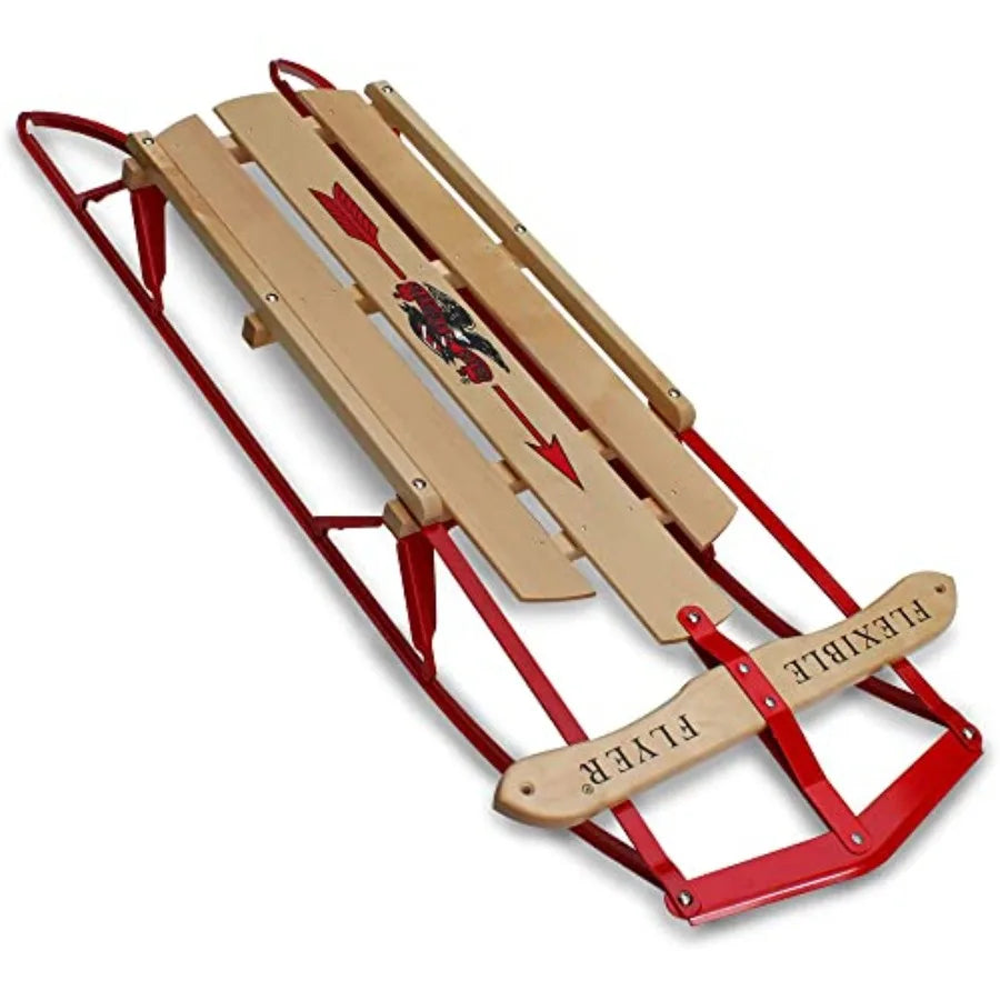 Flexible Flyer Metal Runner Sled. Steel Wood Steering Snow Slider