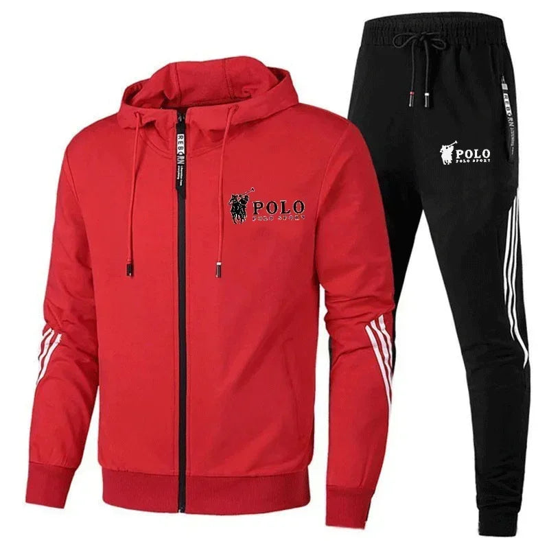 Outdoor fashion men's hooded jacket + jogging pants 2-piece set, 2025 new spring and autumn casual men's sportswear set